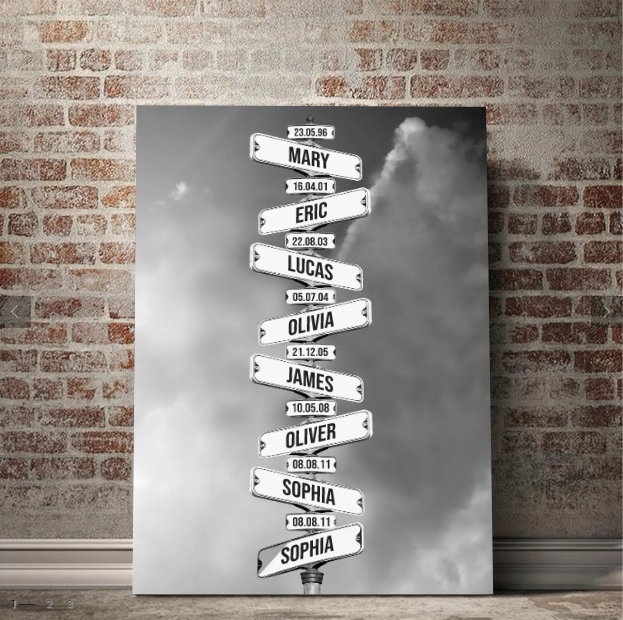 【Perfect gift】Personalized Canvas "Vintage street sign for families"
