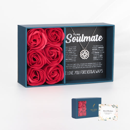 TO MY SOULMATE:Lucky Heart Necklace WITH SIX ROSES