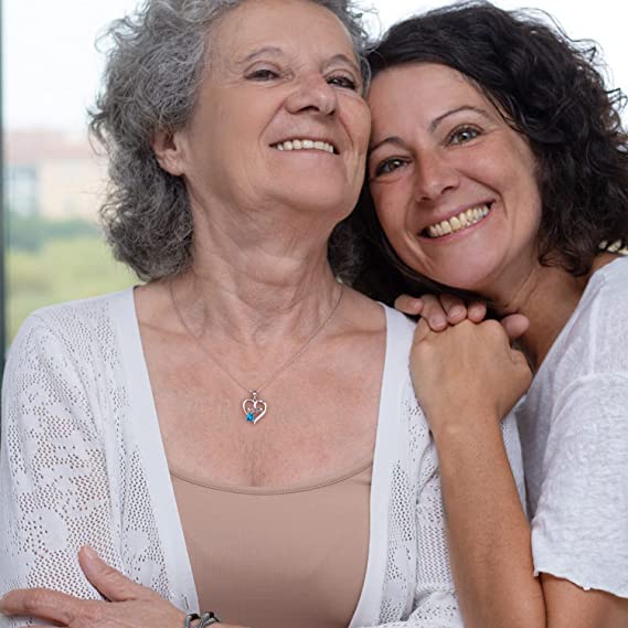 Mom Birthstone Necklace 925 Sterling Silver