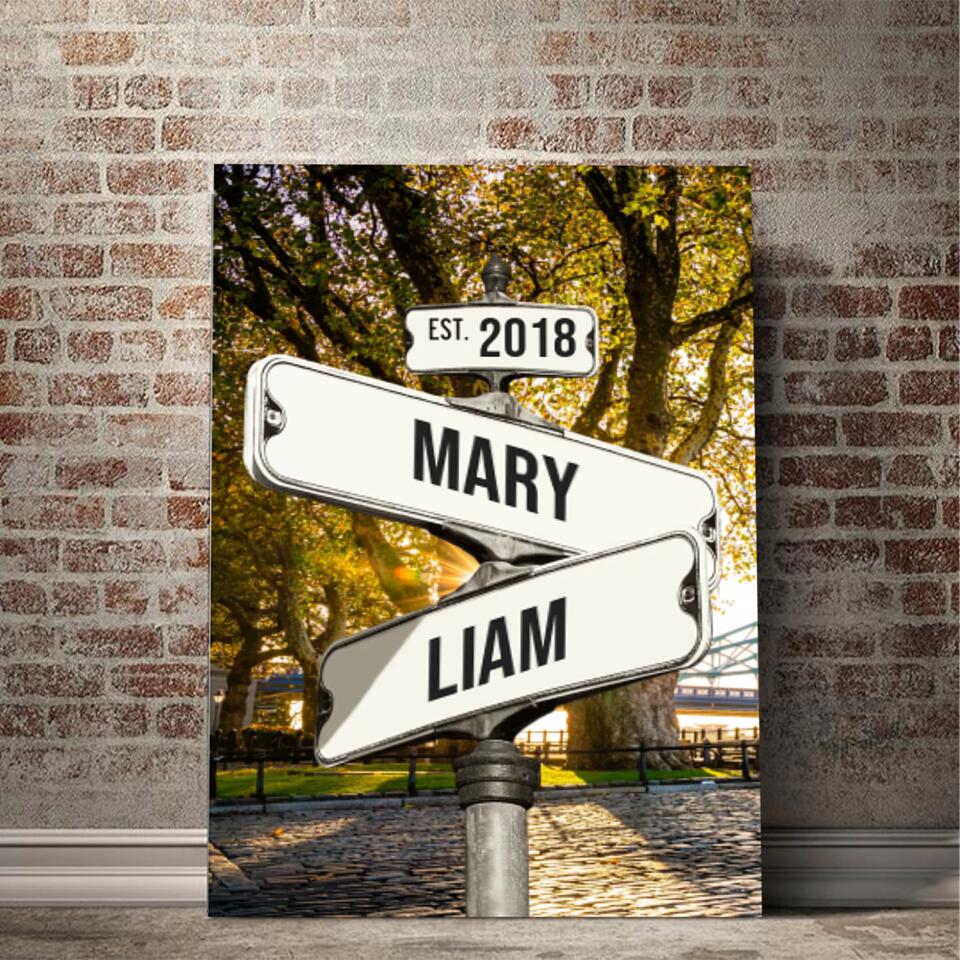 Personalized Canvas "Vintage Street Sign for couples" Summer