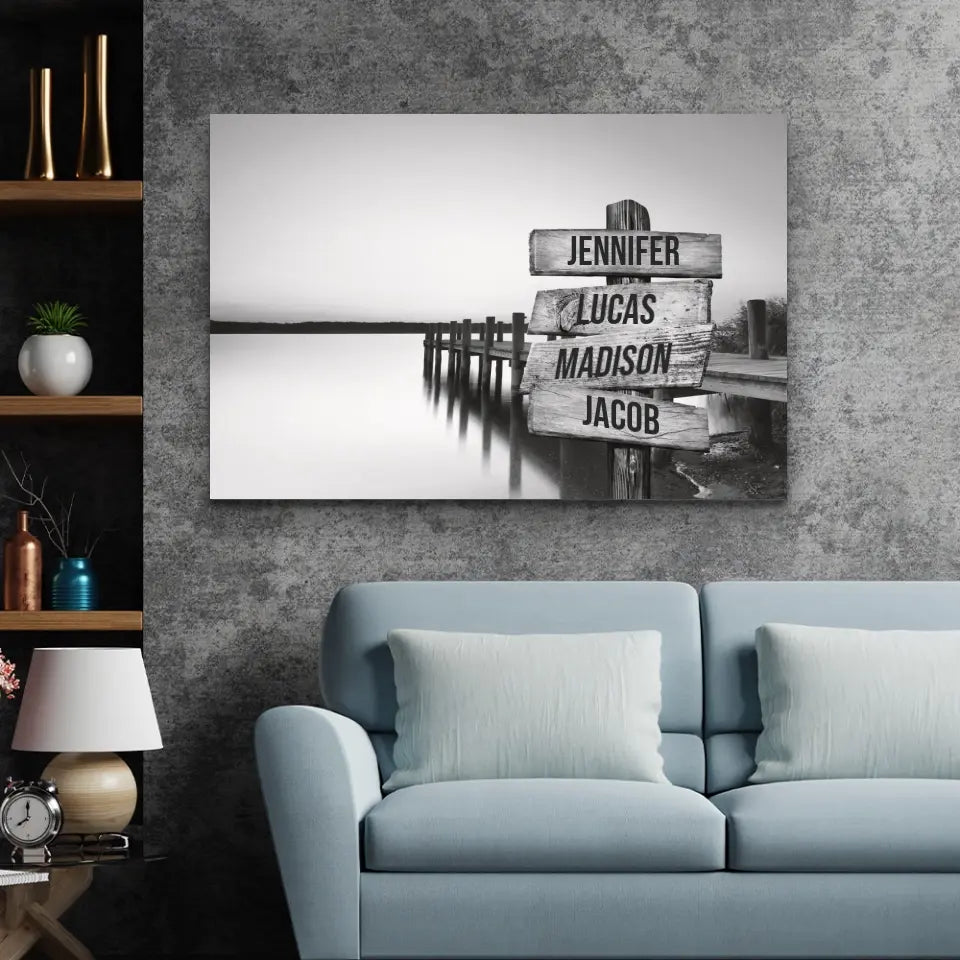 Personalized Multi-Name Ocean Dock Premium Canvas
