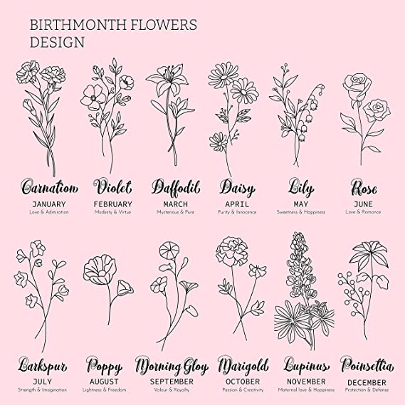 Personalisierte Namenskette mit Geburtsblume