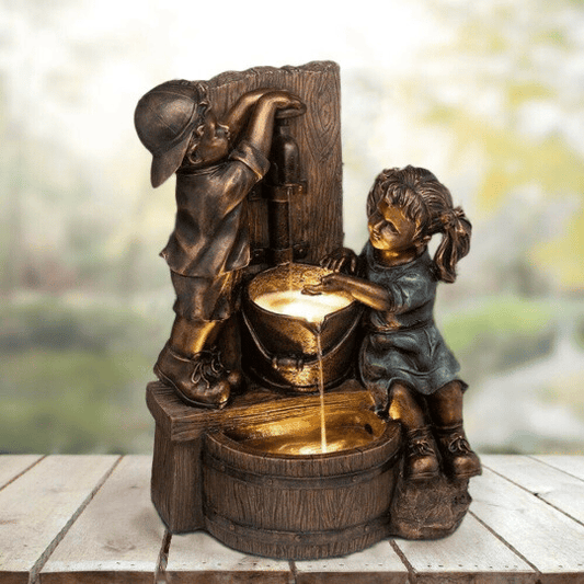 Boy & Girl Garden Statue