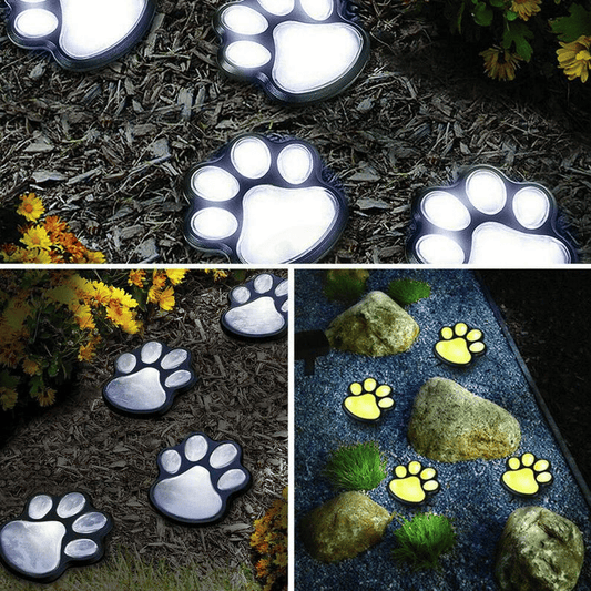 Solar-Powered Paw Print Lights