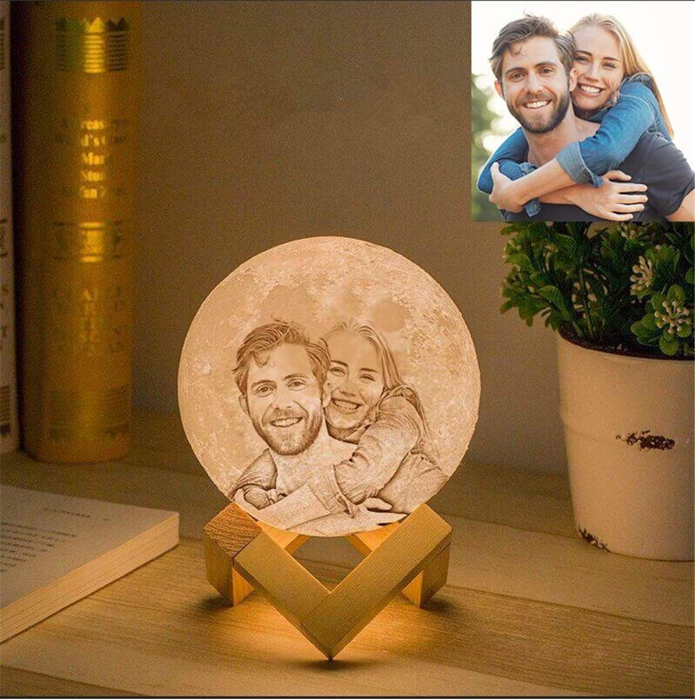 Lámpara de luna 3D con foto personalizada (te amo hasta la luna y de regreso)