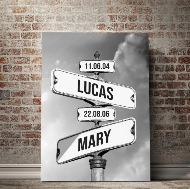 Personalized Canvas "Vintage street sign for families"