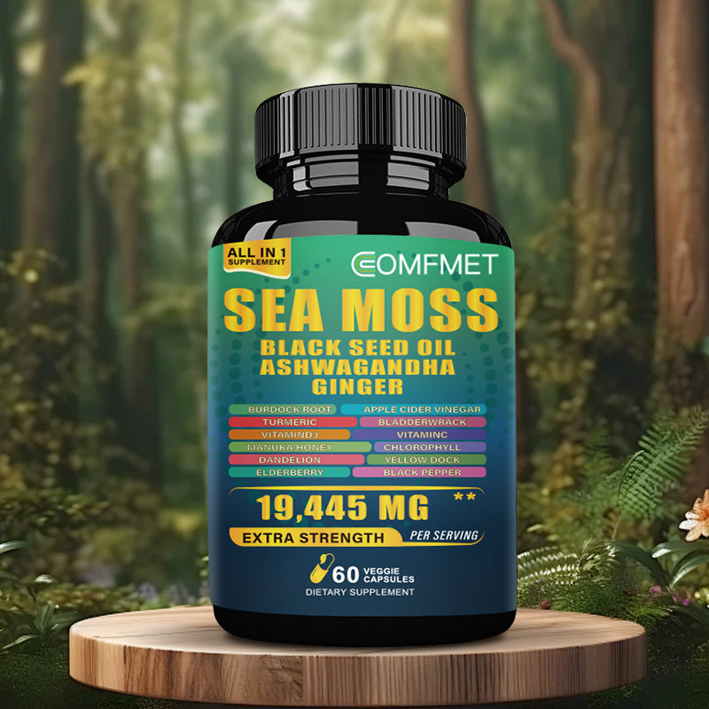 [2024 New Upgrade] COMFMET™ Sea Moss All-in-1 Blend And Shi-lajit Capsule 8-in-1 Synergy Bundle - Potent Natural Support -60 Capsules Per Bottle