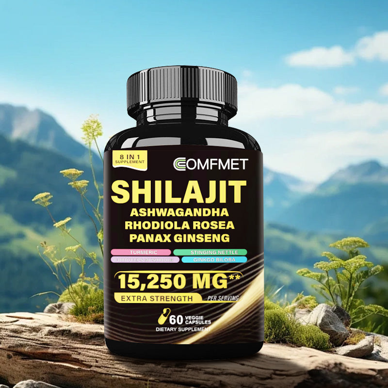 [2024 New Upgrade] COMFMET™ Sea Moss All-in-1 Blend And Shi-lajit Capsule 8-in-1 Synergy Bundle - Potent Natural Support -60 Capsules Per Bottle