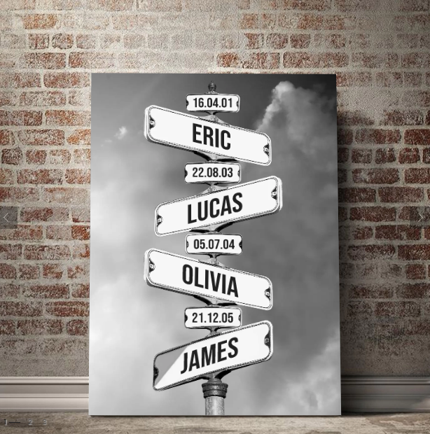Personalized Canvas "Vintage street sign for families"
