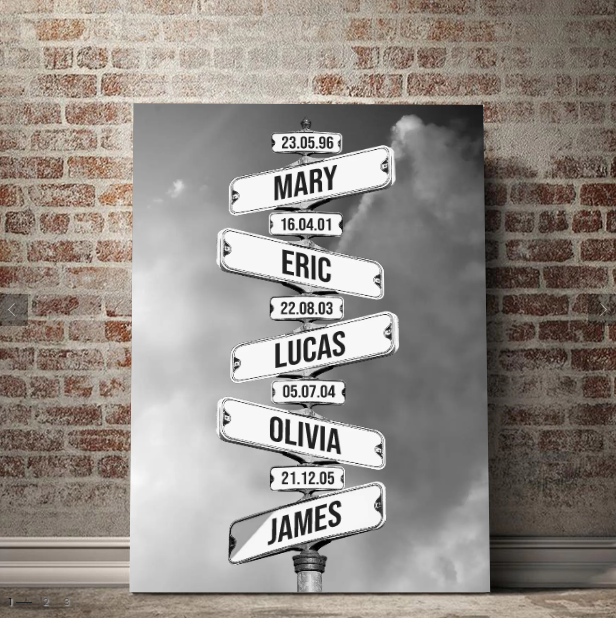 Personalized Canvas "Vintage street sign for families"