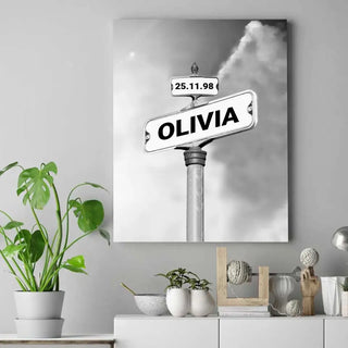 Personalized Canvas "Vintage street sign for families"