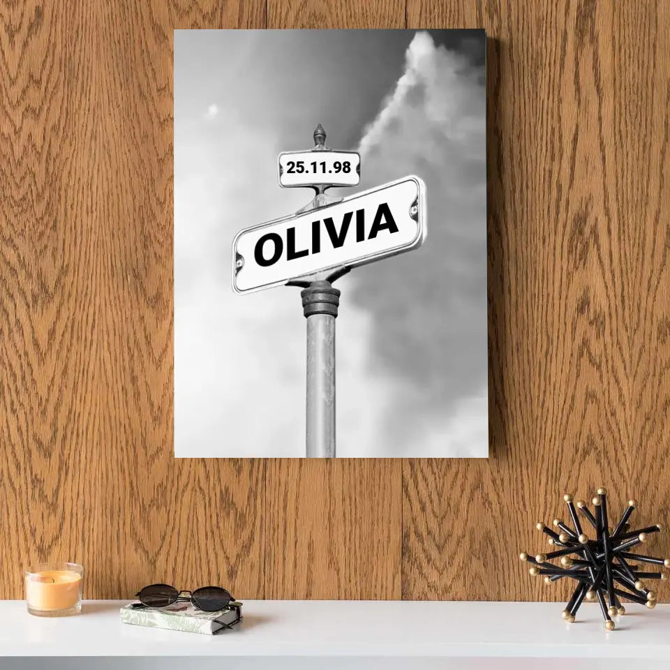 Personalized Canvas "Vintage street sign for families"