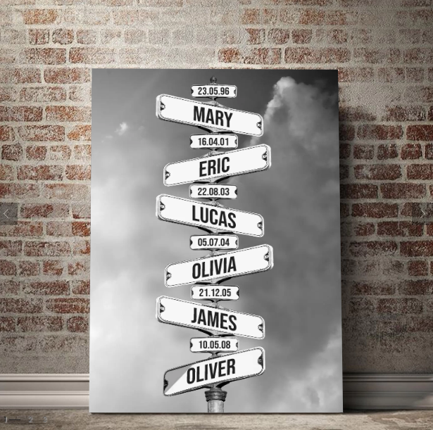 【Perfect gift】Personalized Canvas "Vintage street sign for families"