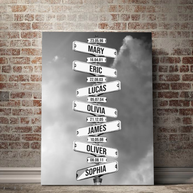 Personalized Canvas "Vintage street sign for families"
