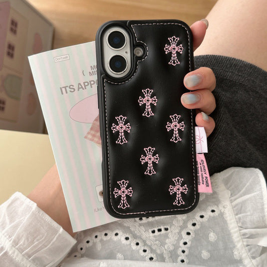 3D Leather Chrome Hearts Phone Case