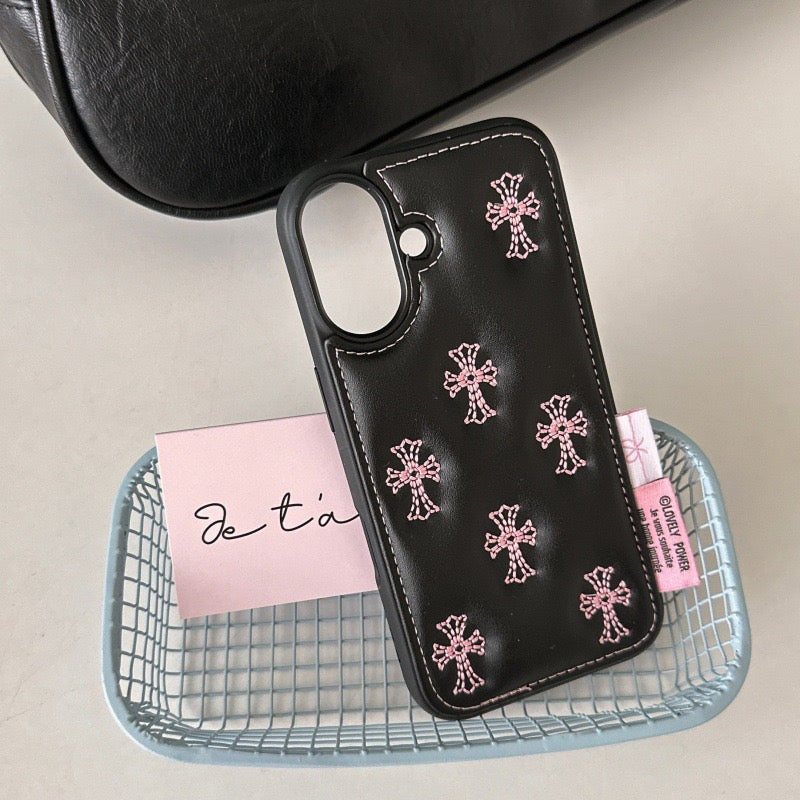 3D Leather Chrome Hearts Phone Case