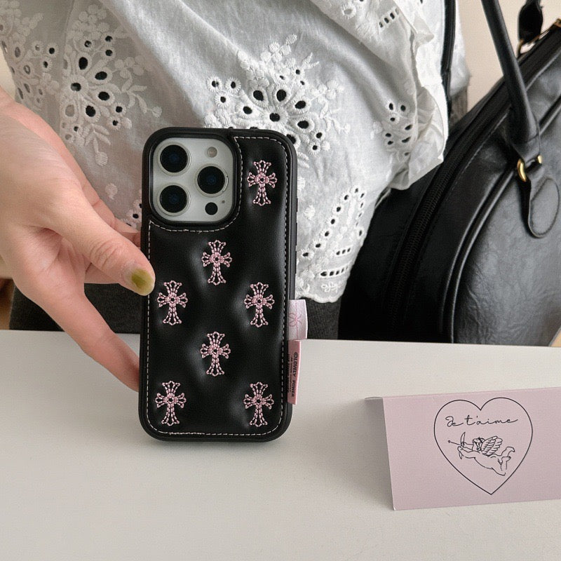 3D Leather Chrome Hearts Phone Case