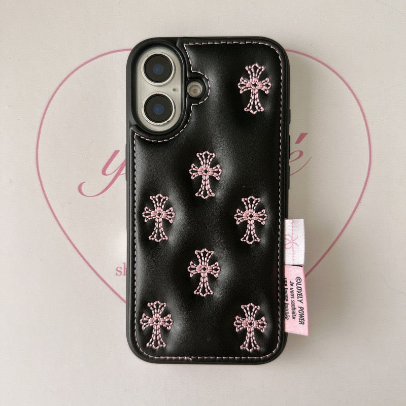 3D Leather Chrome Hearts Phone Case