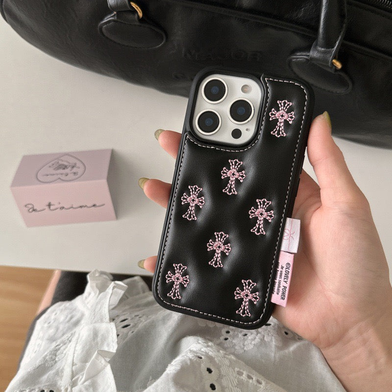 3D Leather Chrome Hearts Phone Case