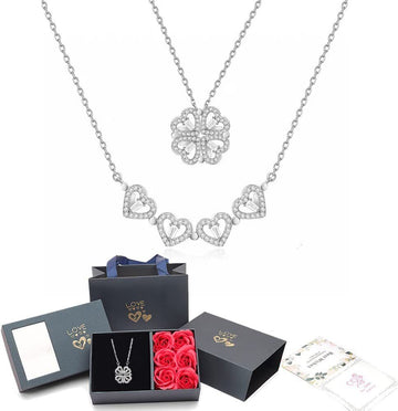 Lucky Heart Necklace Gift Set (with six roses gift box)