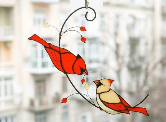 🔥Last Day 49% OFF🔥 - Pair of Cardinal bird stained ornament