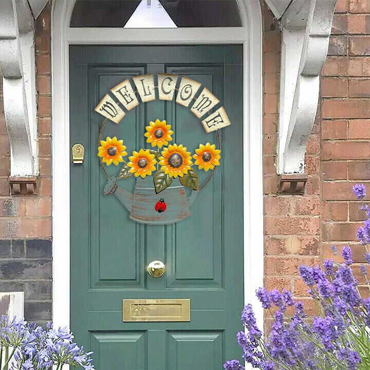 Pastoral style WELCOME sun flower wall decoration iron art
