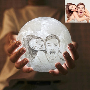 Lampada lunare 3D con foto personalizzata (ti amo fino alla luna e ritorno)