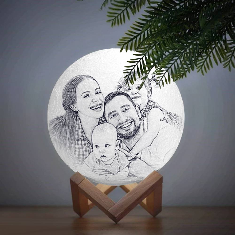 Lámpara de luna 3D con foto personalizada (te amo hasta la luna y de regreso)