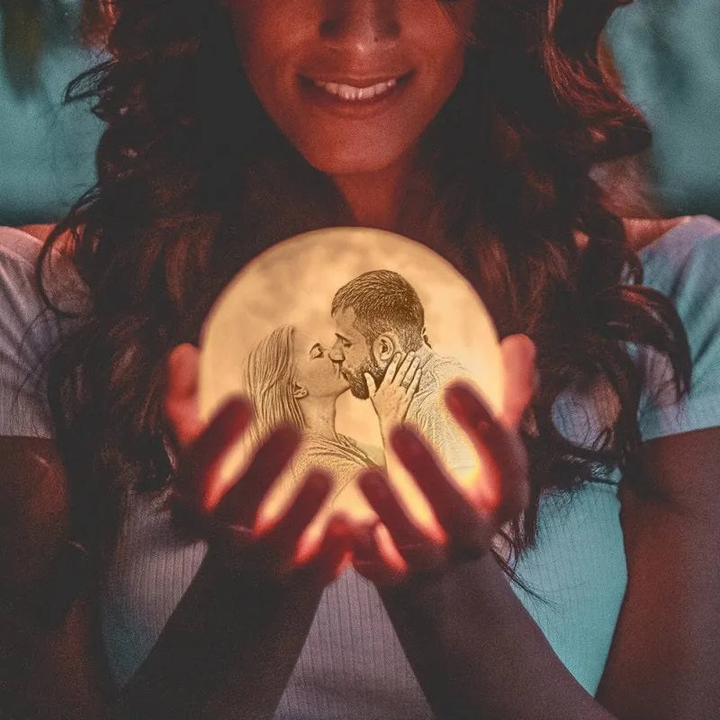 Lámpara de luna 3D con foto personalizada (te amo hasta la luna y de regreso)