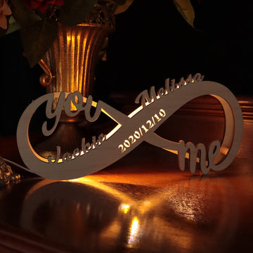 Personalized Infinity You and Me Wood Art Led Light(I remember the day we met)