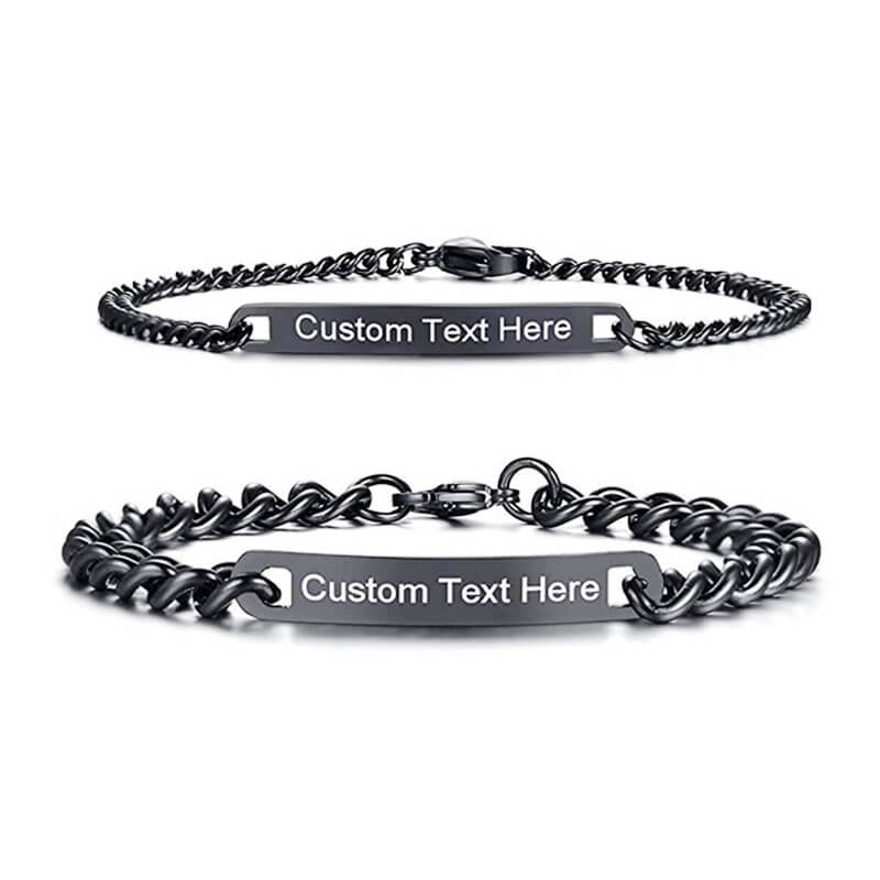 Couples Engraved Bracelet Set