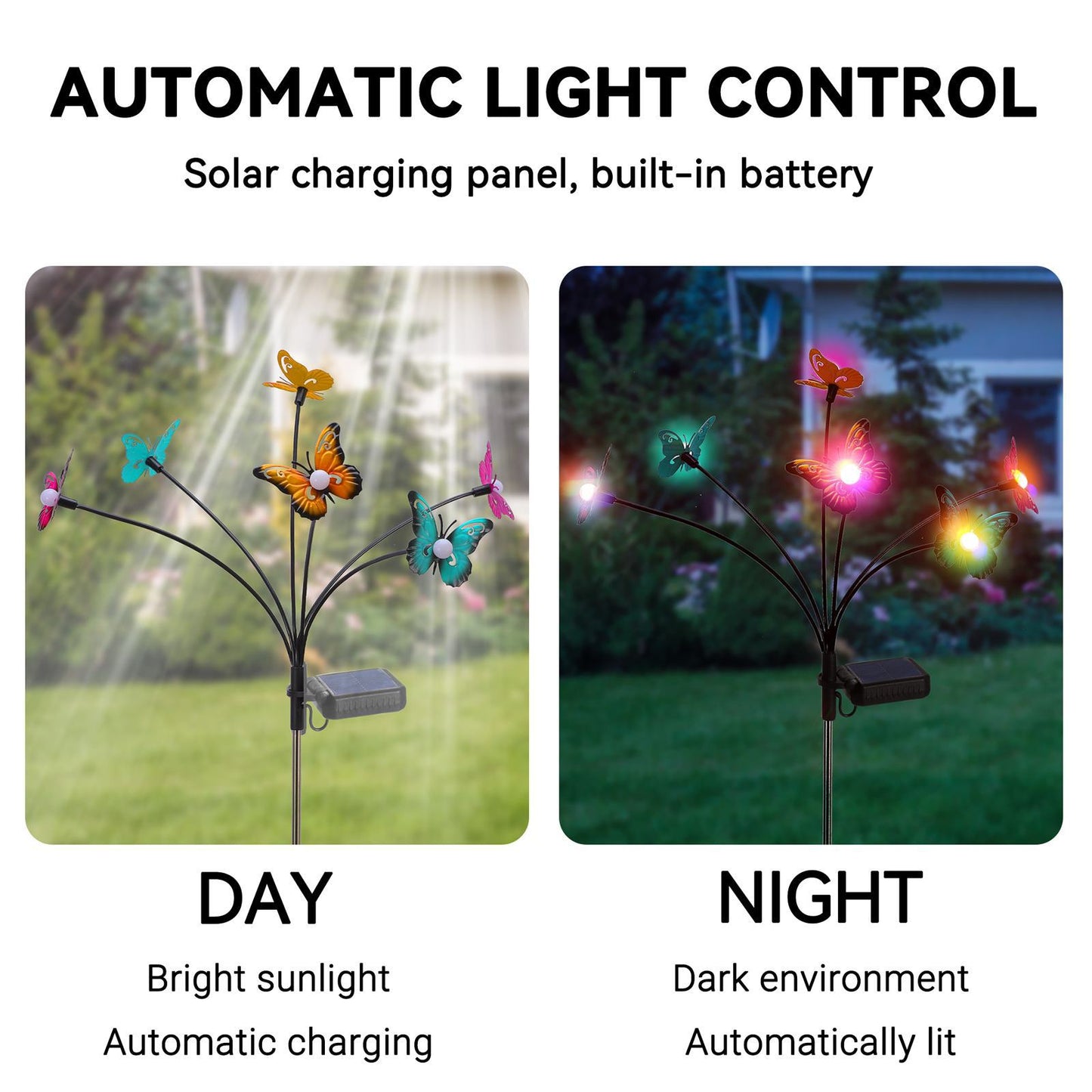 Last Day 70% OFF - 🔥 Waterproof Solar Powered Metal Butterflies Starburst Swaying Lights
