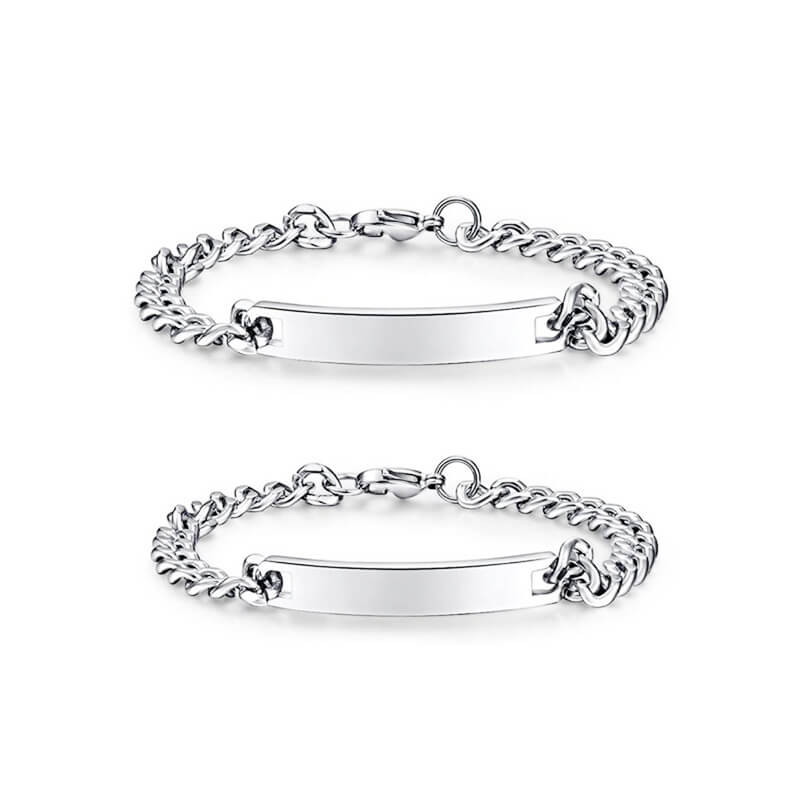 Couples Engraved Bracelet Set