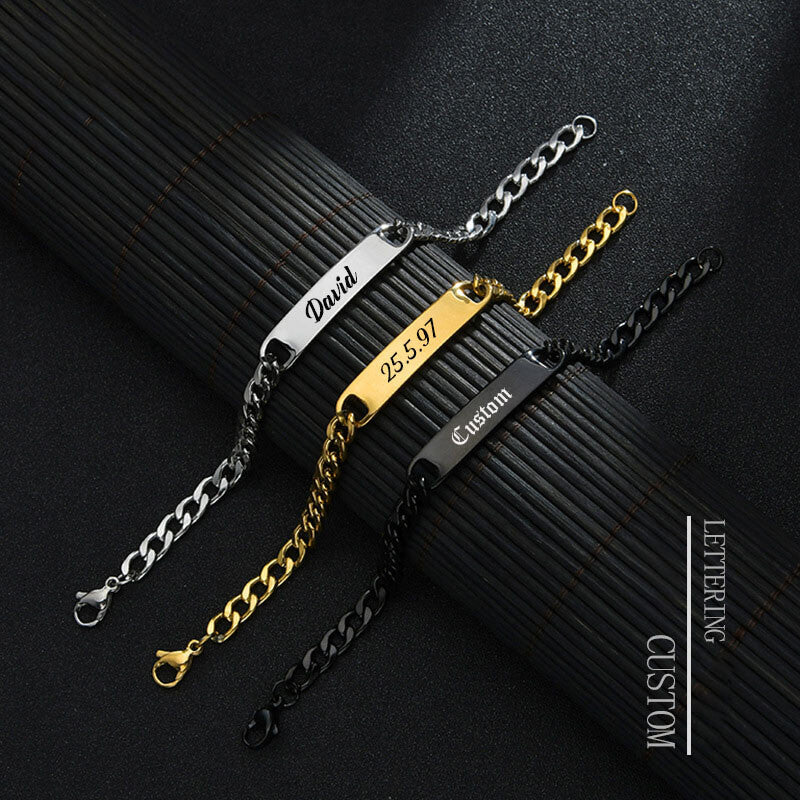 Couples Engraved Bracelet Set