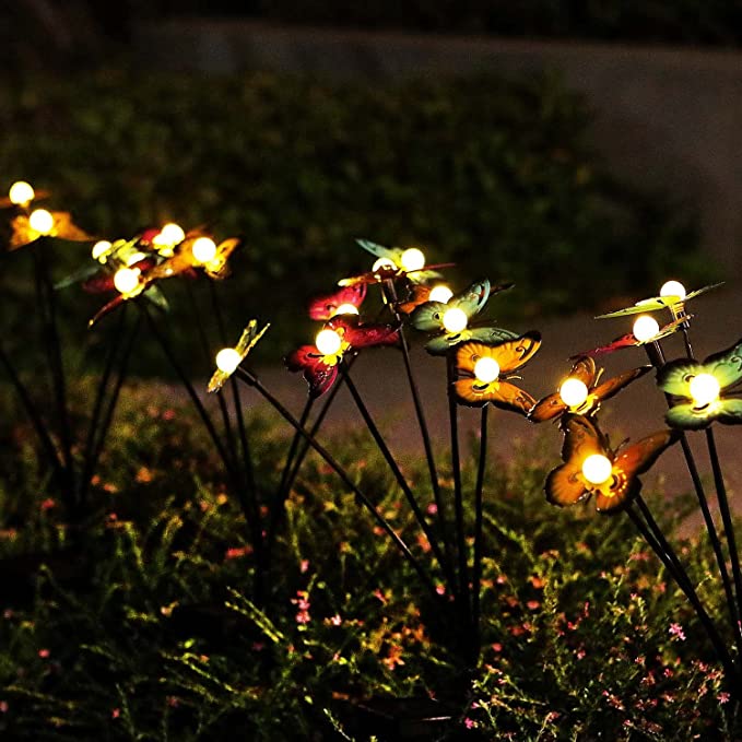 Last Day 70% OFF - 🔥 Waterproof Solar Powered Metal Butterflies Starburst Swaying Lights