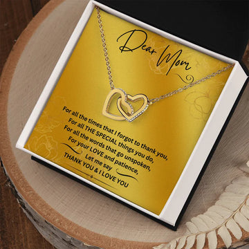 Thank You Mom Interlocking Double Hearts Necklace