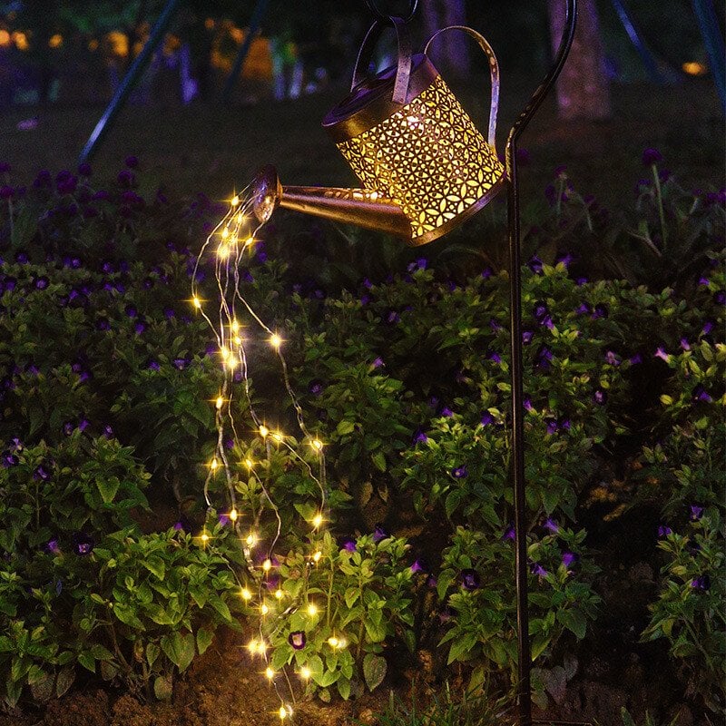 Solar Waterfall Lights Outdoor Garden