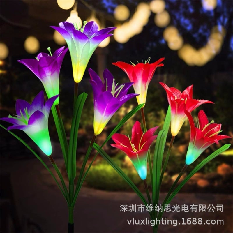 🔥LAST DAY 70% OFF-Solar Power Lily Flower 4 LED Lights Garden Stake Lamp Yard Outdoor Decor