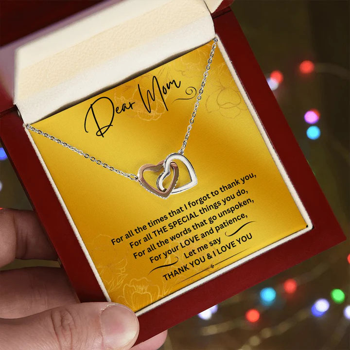 Thank You Mom Interlocking Double Hearts Necklace