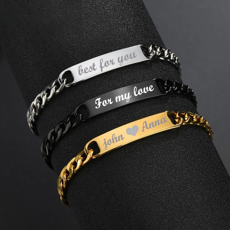 Couples Engraved Bracelet Set