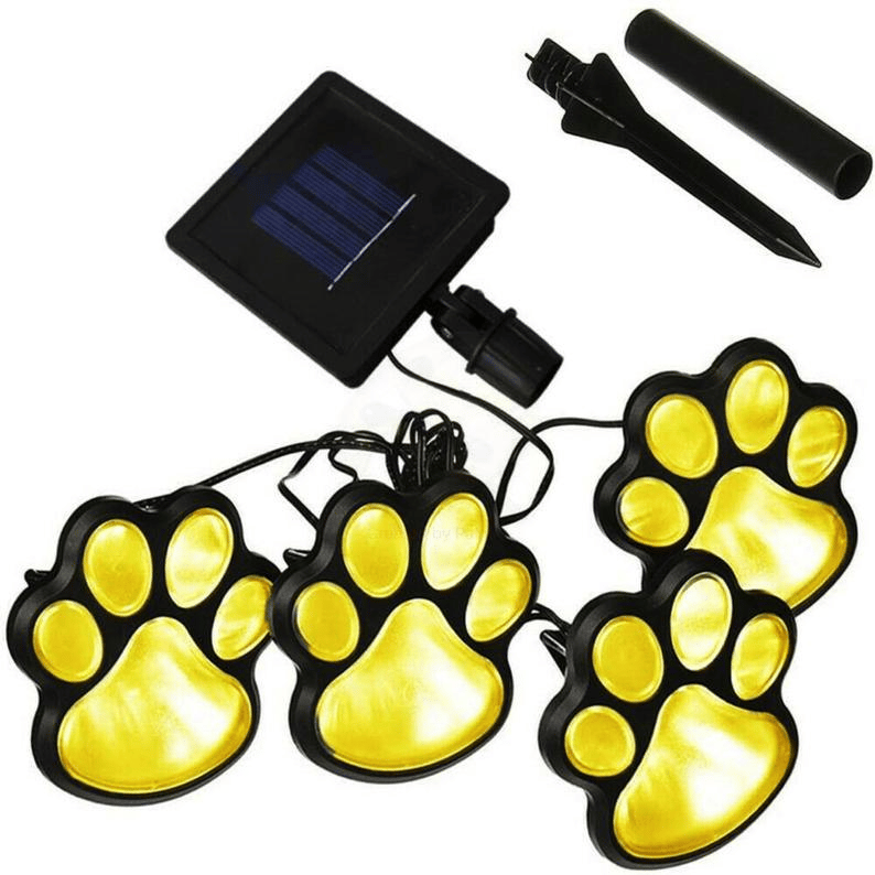 Solar-Powered Paw Print Lights