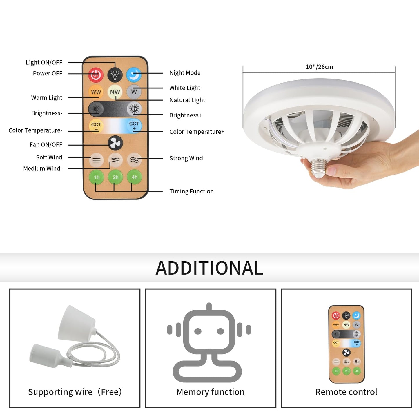 Socket Fan Light With Remote