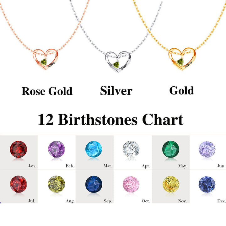 Heart of Love Birthstone Necklace for Mother