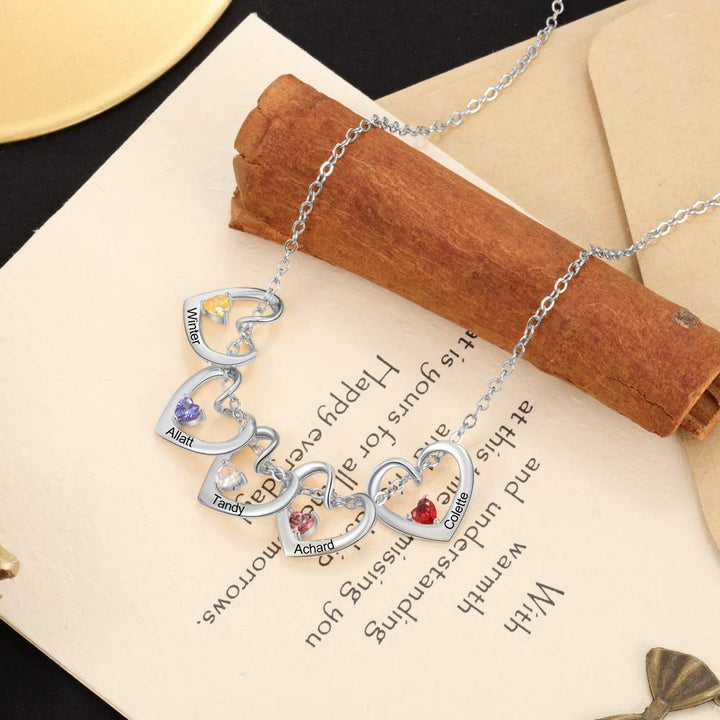 Heart of Love Birthstone Necklace for Mother