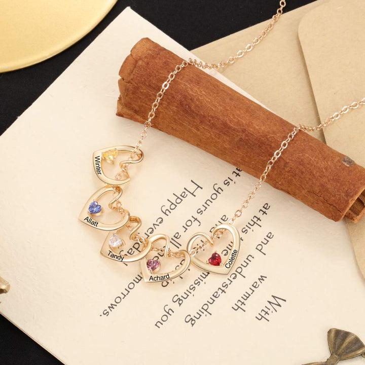 Heart of Love Birthstone Necklace for Mother