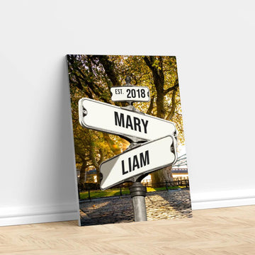 Personalized Canvas "Vintage Street Sign for couples" Summer