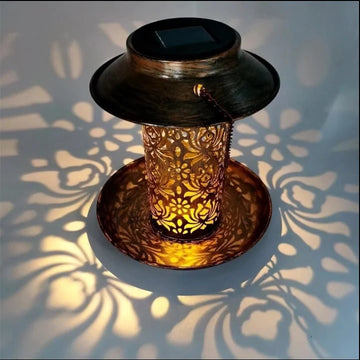 🔥Last day promotion-70% off-Stock Preferred Solar Garden Lantern Bird Feeder w/ Light in Iron Brass Color