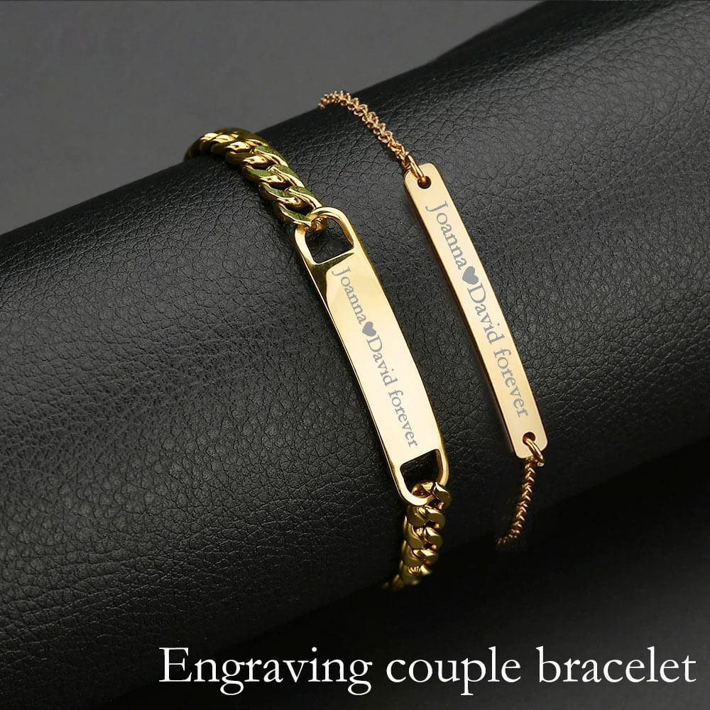 Couples Engraved Bracelet Set