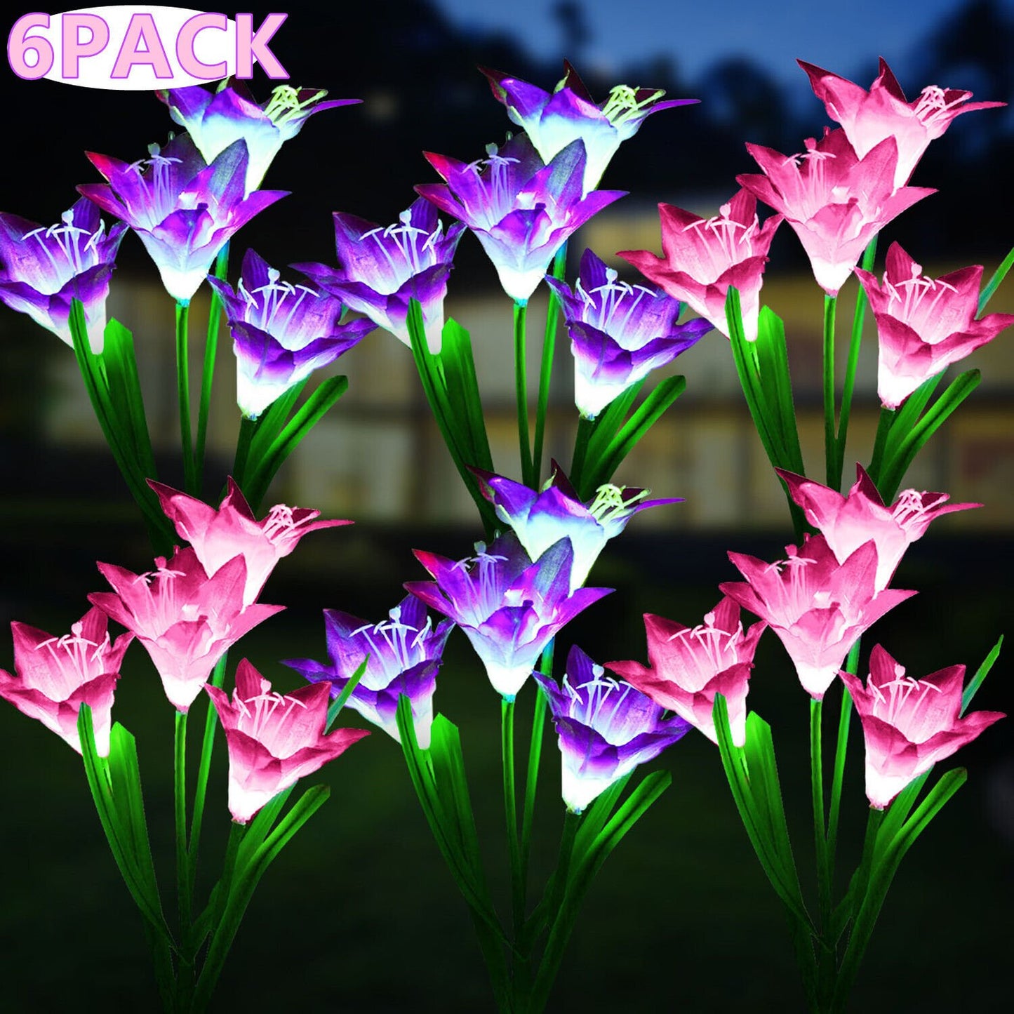 🔥LAST DAY 70% OFF-Solar Power Lily Flower 4 LED Lights Garden Stake Lamp Yard Outdoor Decor