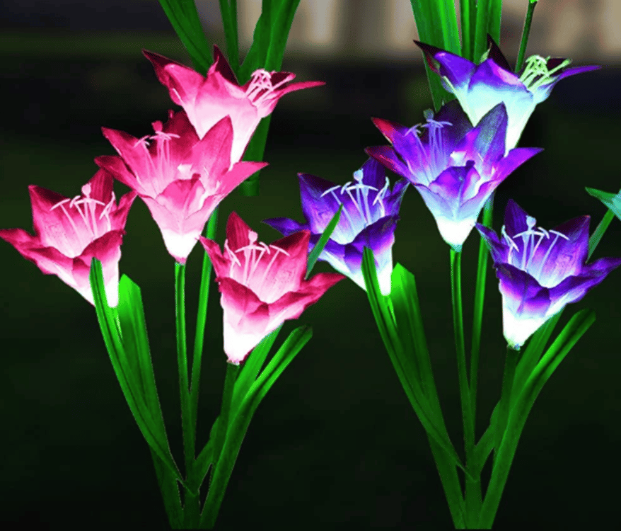 🔥LAST DAY 70% OFF-Solar Power Lily Flower 4 LED Lights Garden Stake Lamp Yard Outdoor Decor